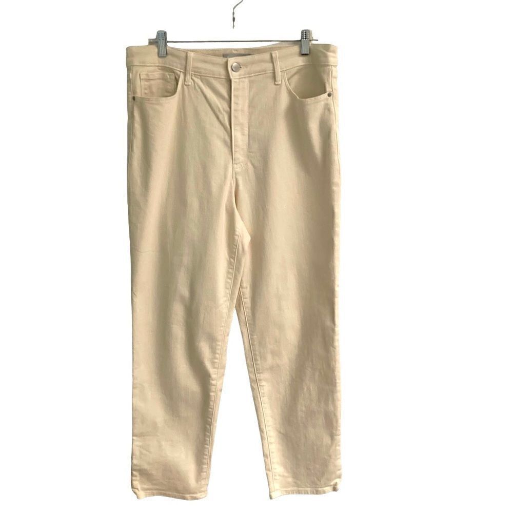 Athleta Sculptek‎ cream high rise stretch denim crop jeans 14